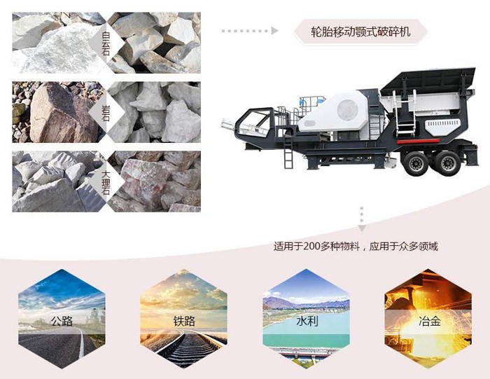 移動打石機搭載鄂式破碎機可用于多種物料加工 移動打石機搭載鄂式破碎機可用于多種物料加工